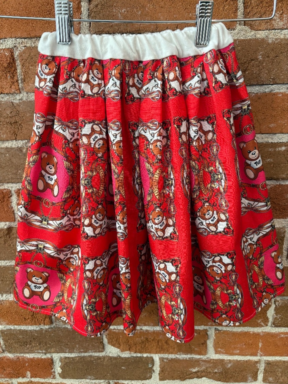 Girls Moschino Red Bear Toy Print Skirt 2T